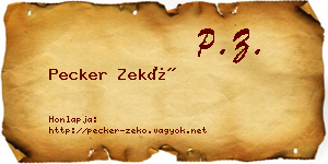 Pecker Zekő névjegykártya